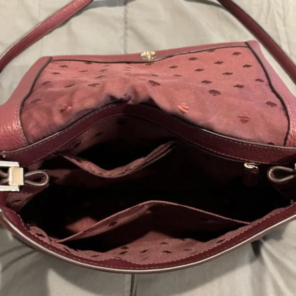 Kate Spade Burgundy Medium Flap Shoulder Bag with Adjustable Strap - Picture 9 of 10